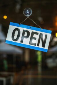 Image of an Open sign in a business.