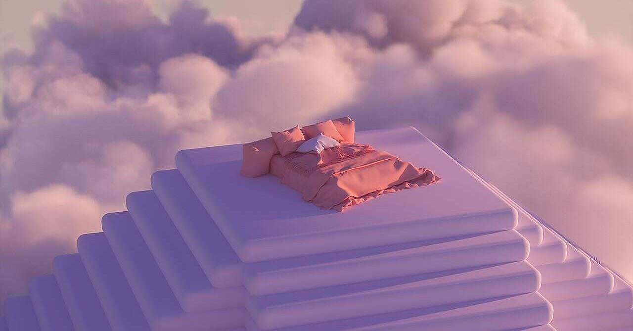 abstract image of bed on multiple staircases