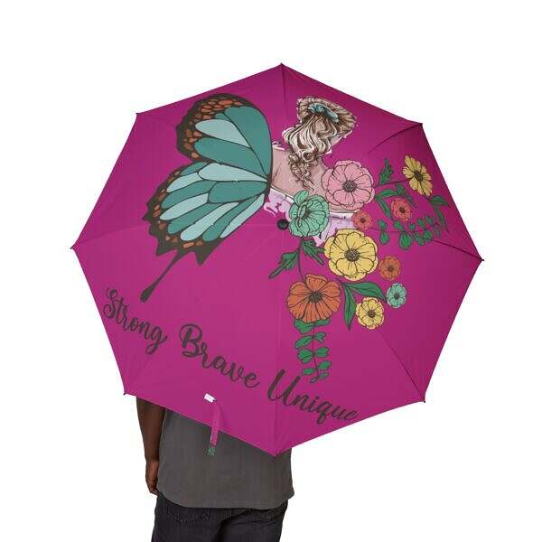 Strong Pink Butterfly Umbrella – Stylish Protection for Rainy Days