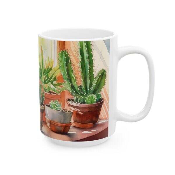 Cactus Window Ceramic Mug – 11oz & 15oz – A Touch of Desert Charm - Image 12