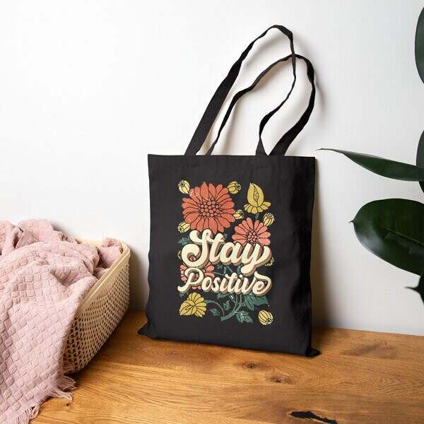 Stay Positive Cotton Canvas Tote Bag - Image 11