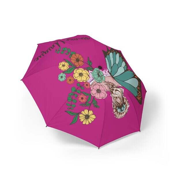 Strong Pink Butterfly Umbrella – Stylish Protection for Rainy Days - Image 2