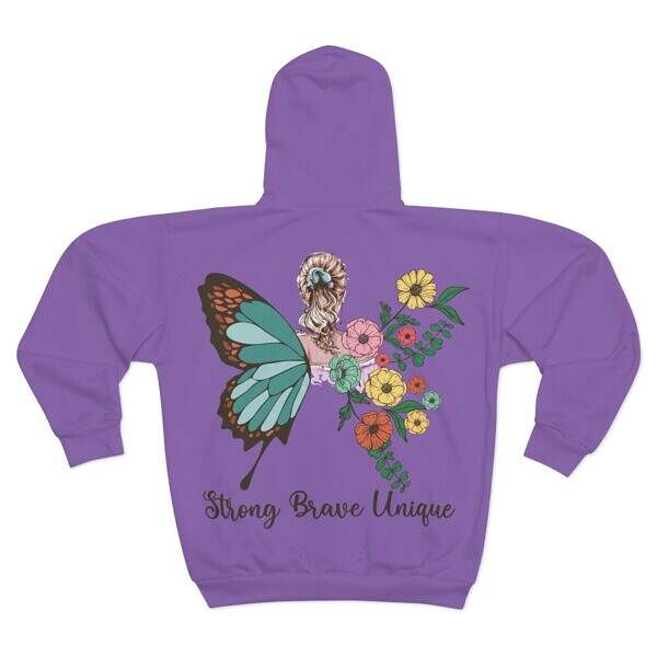 Bohemian Zip Hoodie, Stylish Unisex Hoodie, Unique Gift for Her, Inspirational Clothing, Colorful Art Hoodie - Image 2