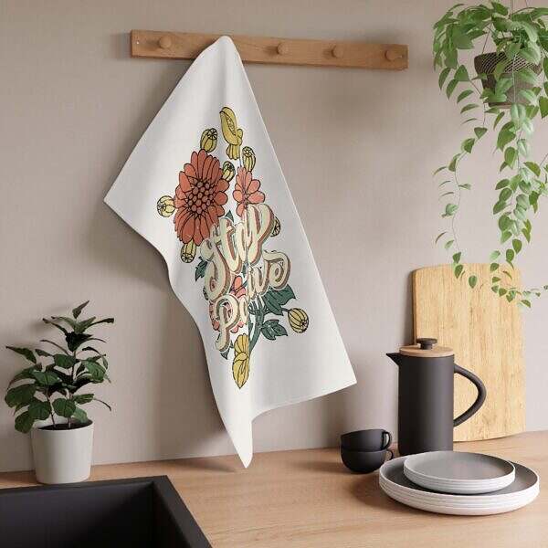 Stay Positive Floral Tea Towels – Brighten Your Kitchen Decor - Image 5