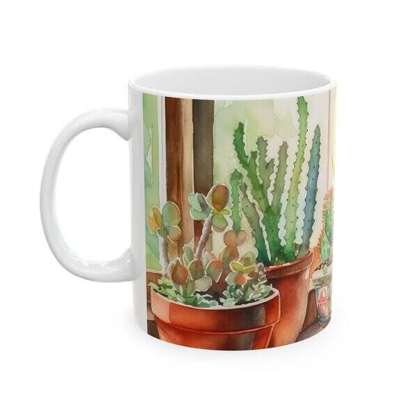 Cactus Window Ceramic Mug – 11oz & 15oz – A Touch of Desert Charm - Image 3