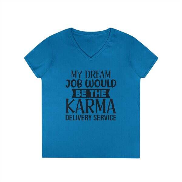 Karma Delivery Service V-Neck T-Shirt for Women - Spiritual Design - Image 2
