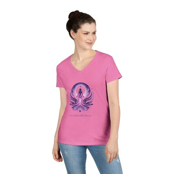 Inspirational V-Neck T-Shirt for Women - Spiritual Design - Image 9