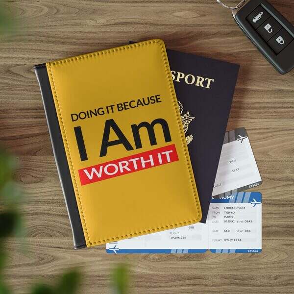“Doing It Because I Am Worth It” Adventure Passport Cover — Travel with Confidence and Purpose