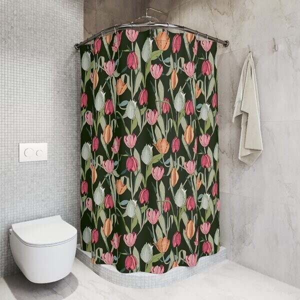 Vibrant Tulip Floral Shower Curtain Decor - Image 5