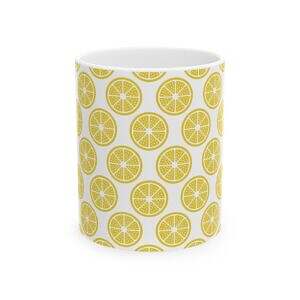 Citrus Lemon Pattern Ceramic Mug - 11oz & 15oz - Perfect for Summer Sips!