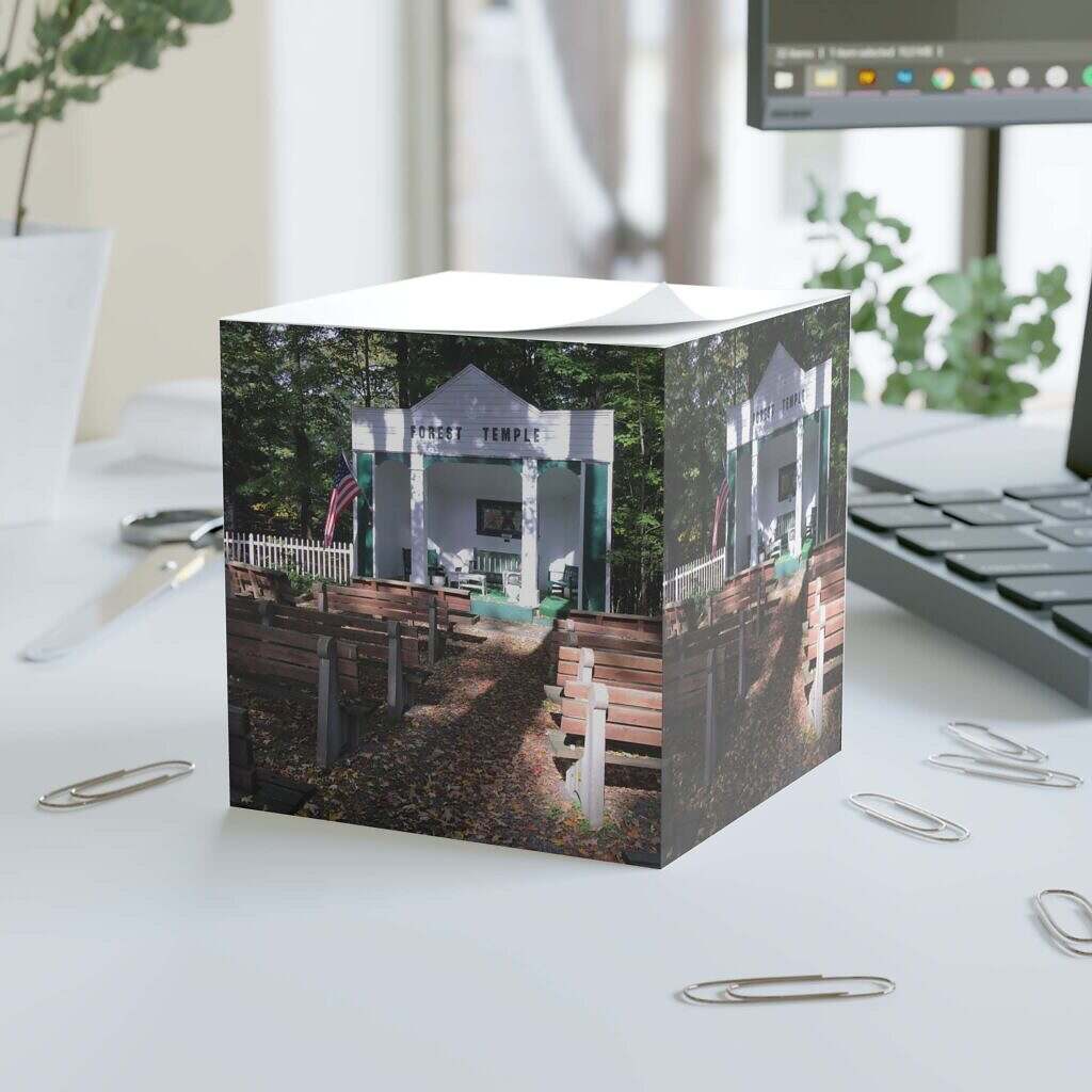 Forest Temple Lily Dale Themed Note Cube - Perfect for Home Office & Spirituality Enthusiasts