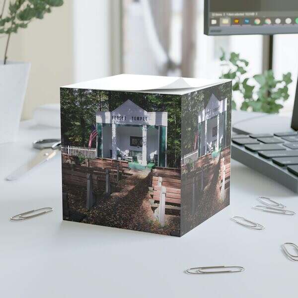 Forest Temple Lily Dale Themed Note Cube - Perfect for Home Office & Spirituality Enthusiasts