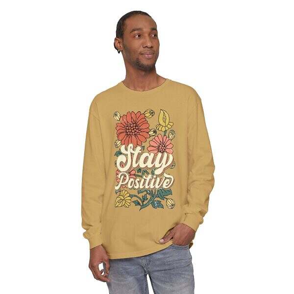 Stay Positive Long Sleeve T-Shirt - Unisex Floral Design for Mindfulness - Image 10