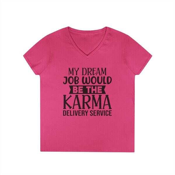 Karma Delivery Service V-Neck T-Shirt for Women - Spiritual Design - Image 7