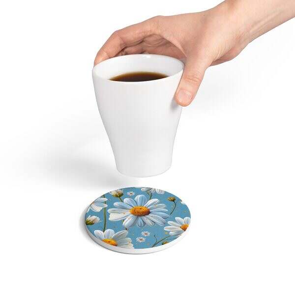 Daisy Floral Ceramic Coaster - Motivational Home Decor - Image 4
