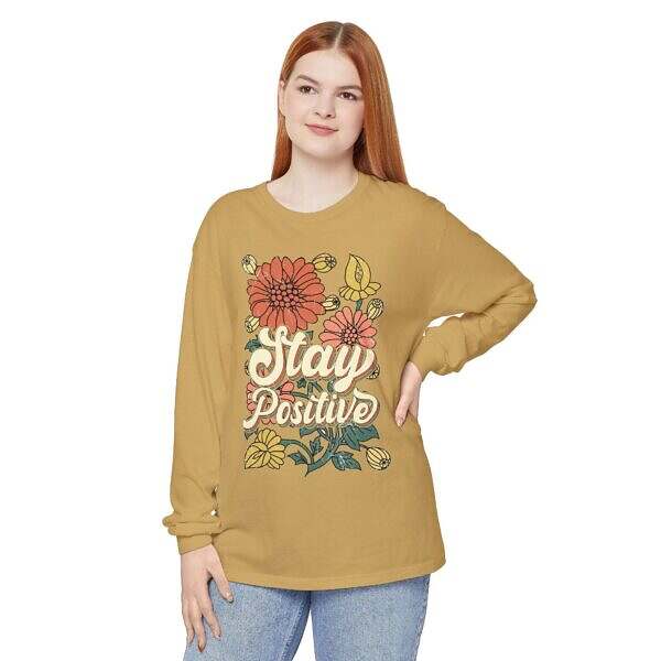 Stay Positive Long Sleeve T-Shirt - Unisex Floral Design for Mindfulness - Image 12