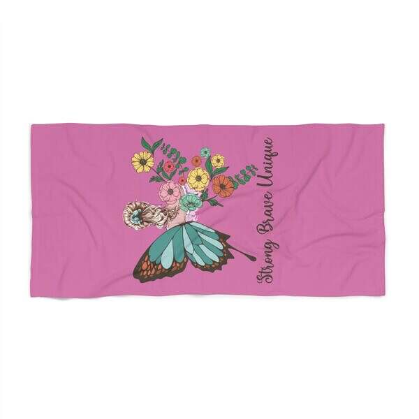 Pink Butterfly Beach Towel