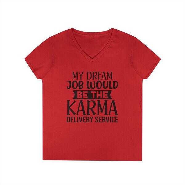 Karma Delivery Service V-Neck T-Shirt for Women - Spiritual Design - Image 10