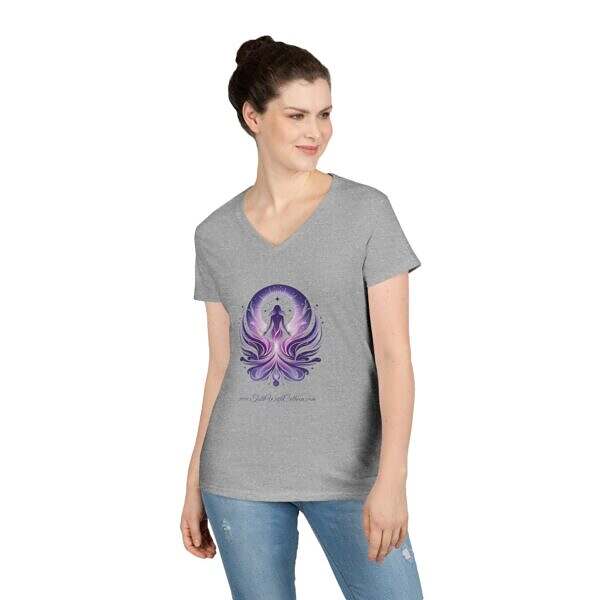 Inspirational V-Neck T-Shirt for Women - Spiritual Design - Image 6