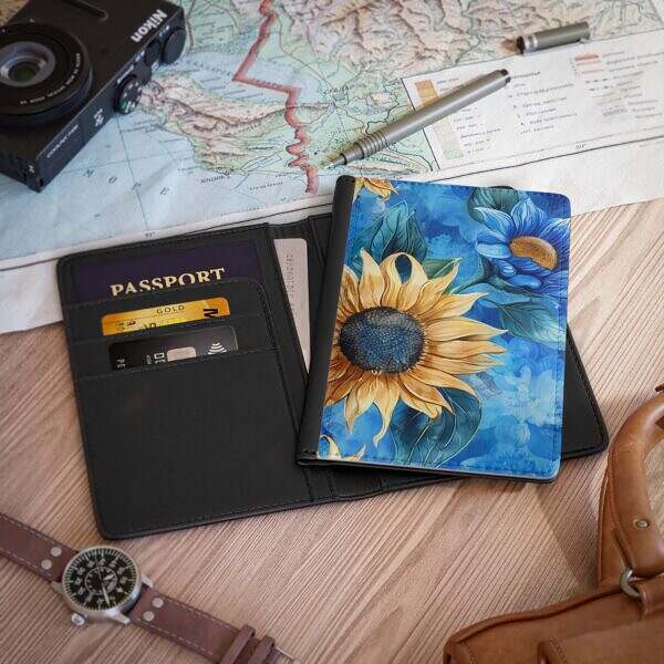 Stylish Floral Passport Cover, Travel Accessory, Gift for Travelers, Sunflower Design, Vacation Must-Have, Wanderlust Essentials - Image 4