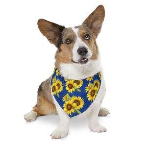 Sunflower Pattern Pet Bandana Collar – Perfect for Dogs on Sunny Days