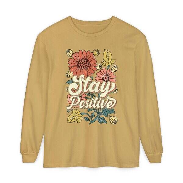 Stay Positive Long Sleeve T-Shirt - Unisex Floral Design for Mindfulness - Image 8