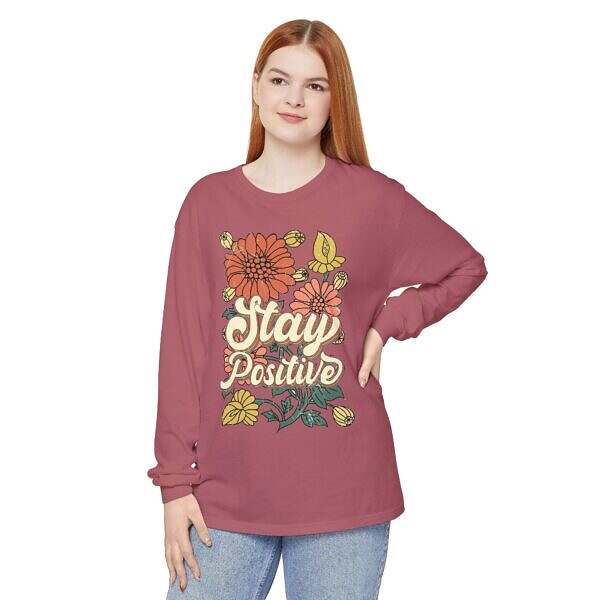 Stay Positive Long Sleeve T-Shirt - Unisex Floral Design for Mindfulness - Image 26