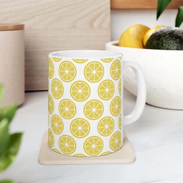 Citrus Lemon Pattern Ceramic Mug - 11oz & 15oz - Perfect for Summer Sips! - Image 6
