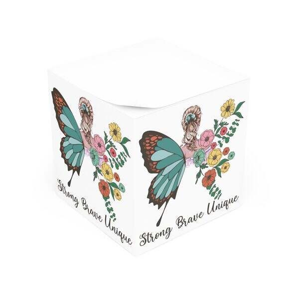 Woman with Butterfly Wings Note Cube - Perfect for Home Office & Spirituality Enthusiasts - Image 3