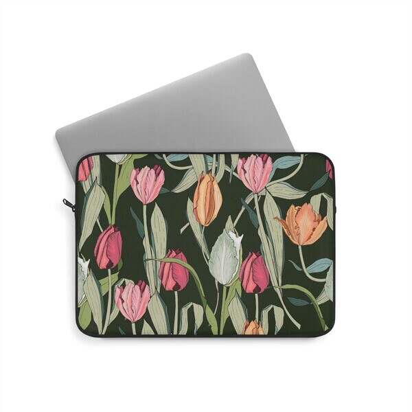 Tulip Floral Laptop Sleeve - Bright and Stylish Tech Accessory - Image 2