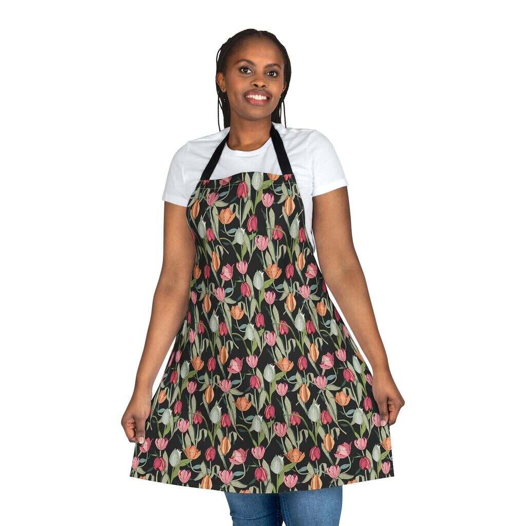 Floral Apron with 5-Color Straps &ndash; Perfect for Cooking and Crafting
