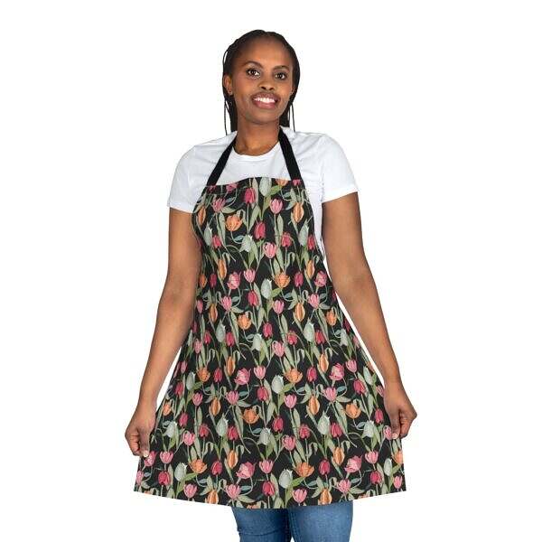 Floral Apron with 5-Color Straps – Perfect for Cooking and Crafting
