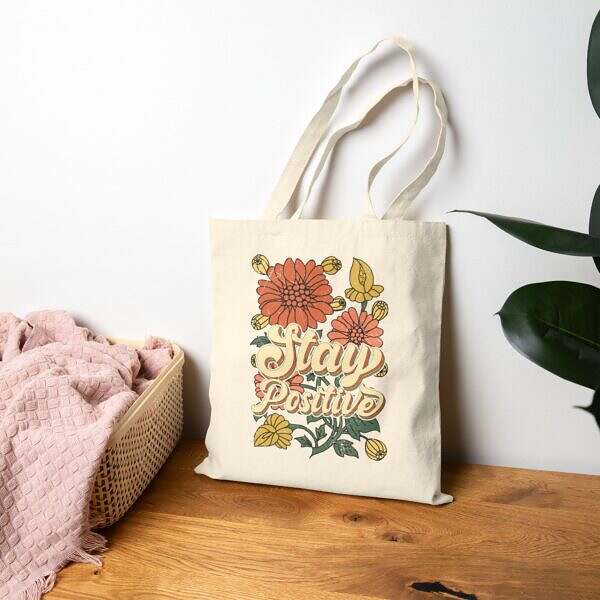 Stay Positive Cotton Canvas Tote Bag - Image 3