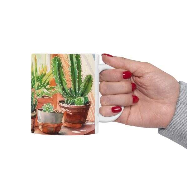 Cactus Window Ceramic Mug – 11oz & 15oz – A Touch of Desert Charm - Image 8
