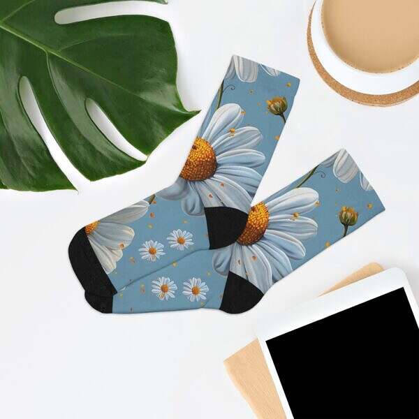 Bloom with Every Step – Daisy Print Crew Socks - Image 7