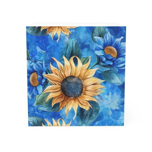 Sunflowers on Blue Background Themed Note Cube - Perfect for Home Office & Spirituality Enthusiasts - Image 2