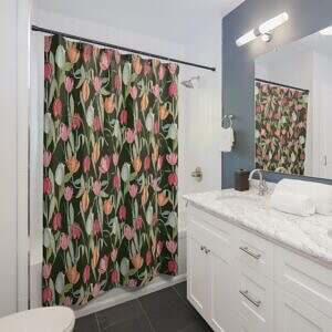 Vibrant Tulip Floral Shower Curtain Decor