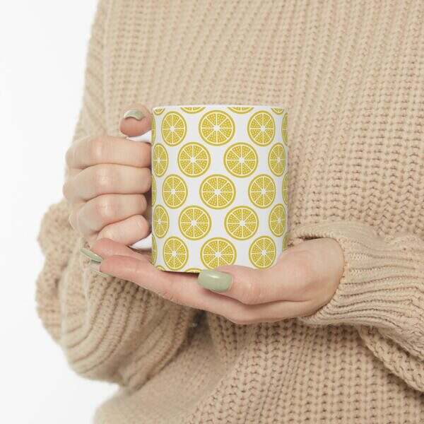 Citrus Lemon Pattern Ceramic Mug - 11oz & 15oz - Perfect for Summer Sips! - Image 7