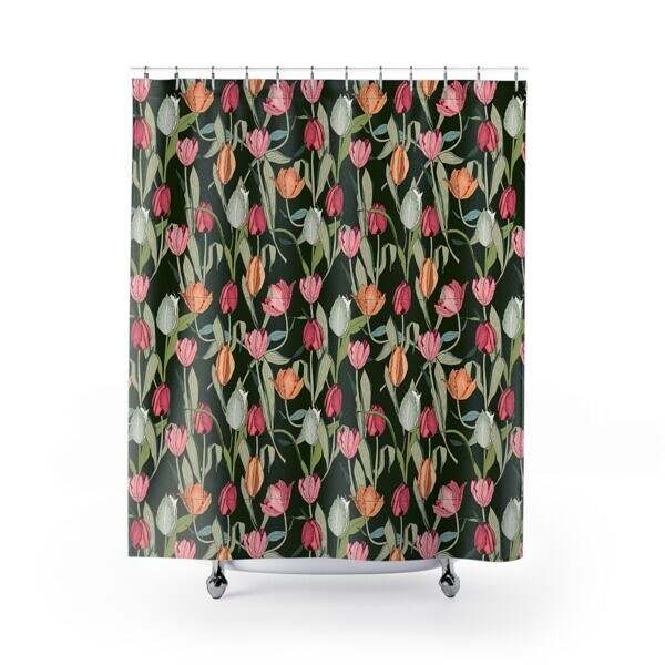 Vibrant Tulip Floral Shower Curtain Decor - Image 2