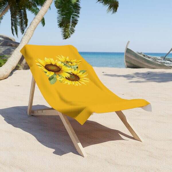 Sunflower Beach Towel - Vibrant Yellow Summer Essential - Image 2