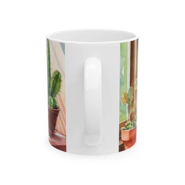 Cactus Window Ceramic Mug – 11oz & 15oz – A Touch of Desert Charm - Image 2