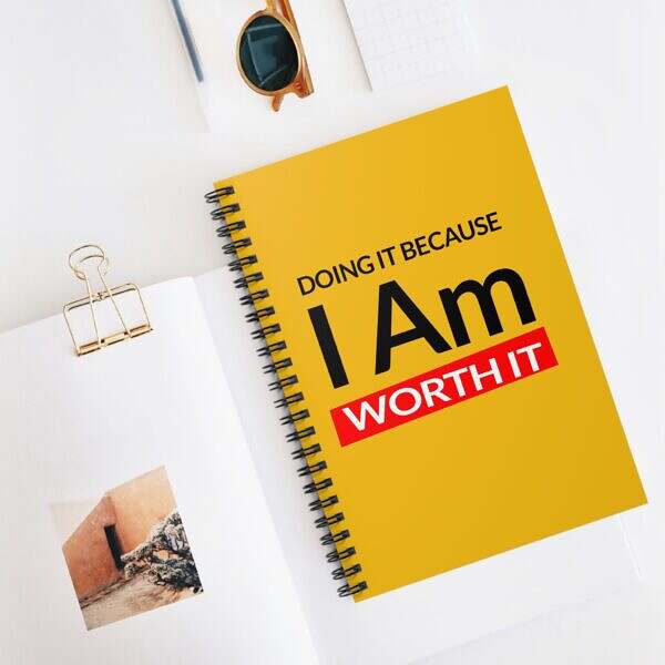 I am Worth It Spiral Notebook - Yellow - Image 5