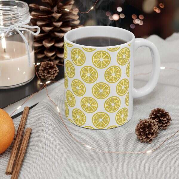 Citrus Lemon Pattern Ceramic Mug - 11oz & 15oz - Perfect for Summer Sips! - Image 5