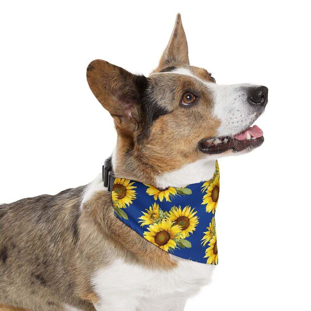 Sunflower Pattern Pet Bandana Collar &ndash; Perfect for Dogs on Sunny Days