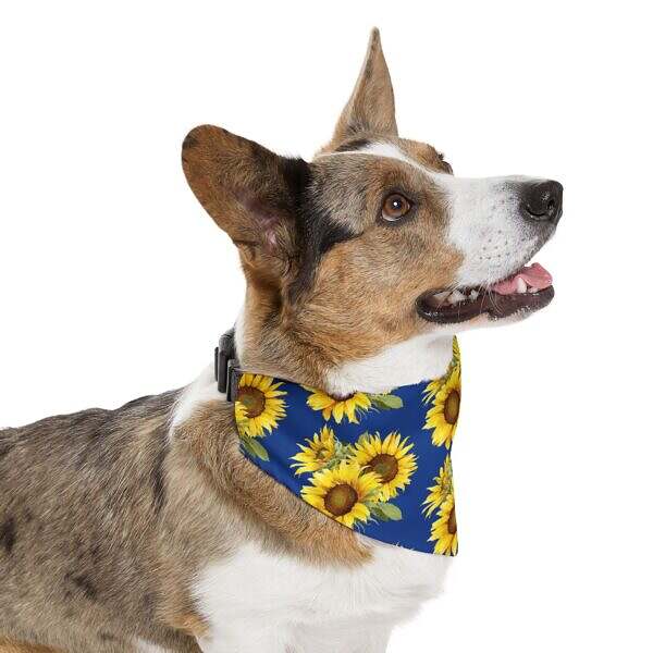 Sunflower Pattern Pet Bandana Collar – Perfect for Dogs on Sunny Days - Image 3