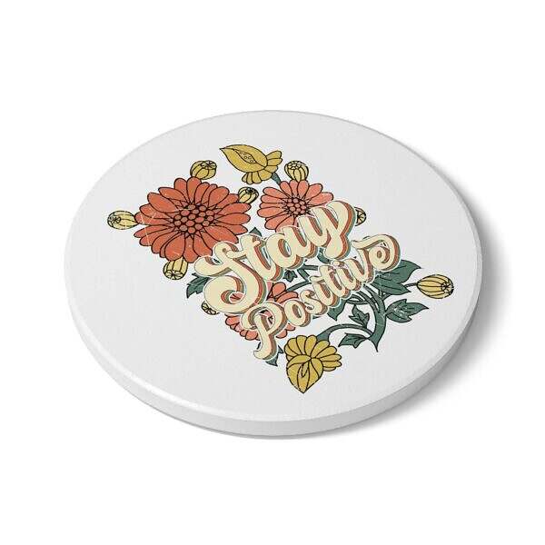 Stay Positive Floral Ceramic Coaster - Motivational Home Decor - Image 3