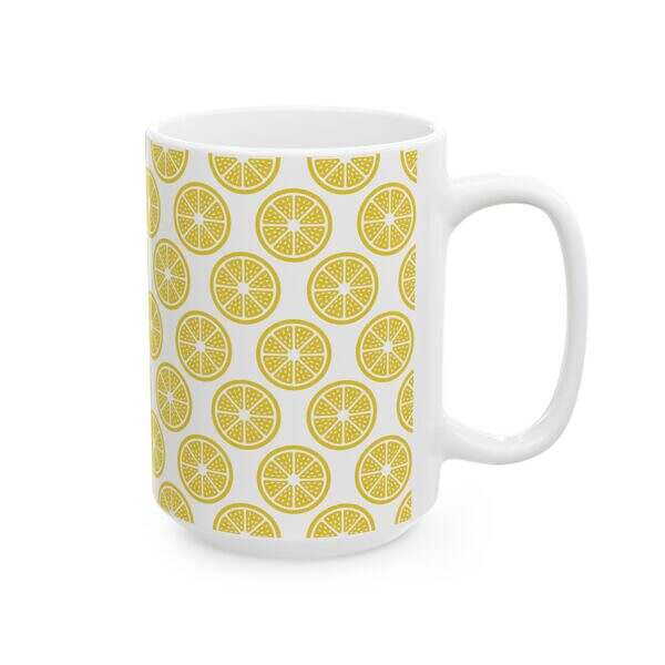 Citrus Lemon Pattern Ceramic Mug - 11oz & 15oz - Perfect for Summer Sips! - Image 12