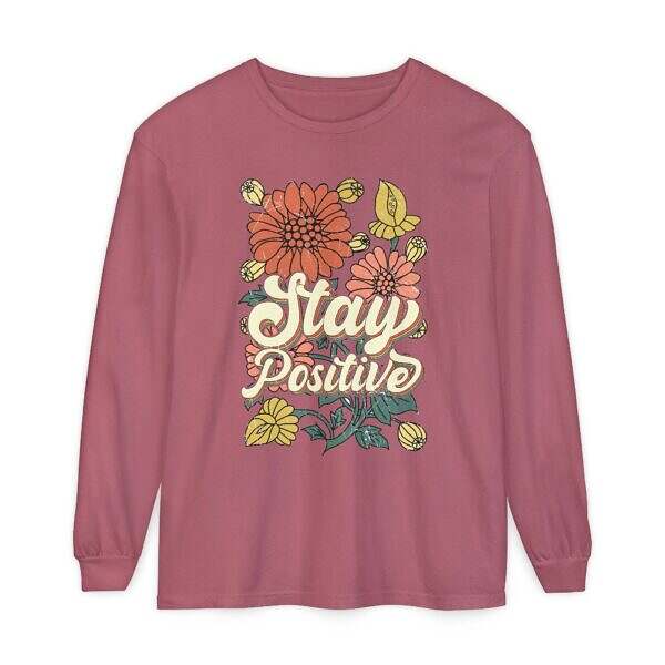 Stay Positive Long Sleeve T-Shirt - Unisex Floral Design for Mindfulness - Image 22