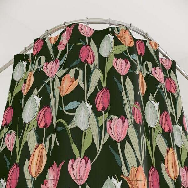Vibrant Tulip Floral Shower Curtain Decor - Image 3