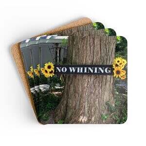 No Whining Corkwood Coaster Set